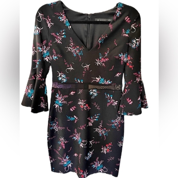 Guess Bell Sleeve Floral Print Dress sz. 2 - Picture 2 of 5